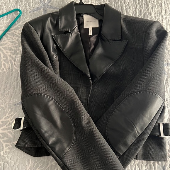 Avec Les Filles Women's Faux-Leather-Trim Cropped Jacket, BLACK, SIZE 14 NWT - Picture 7 of 15